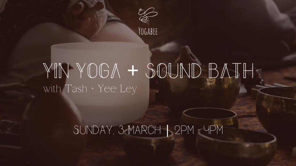 Yogabee Yin yoga and sound bath poster.
